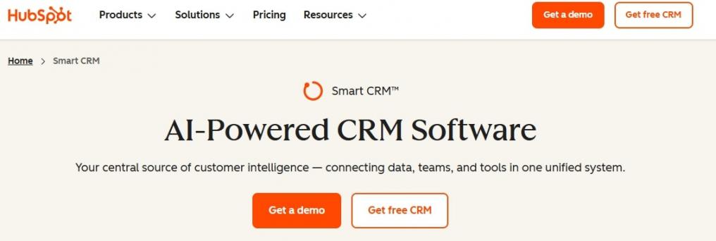 HubSpot Smart CRM Page
