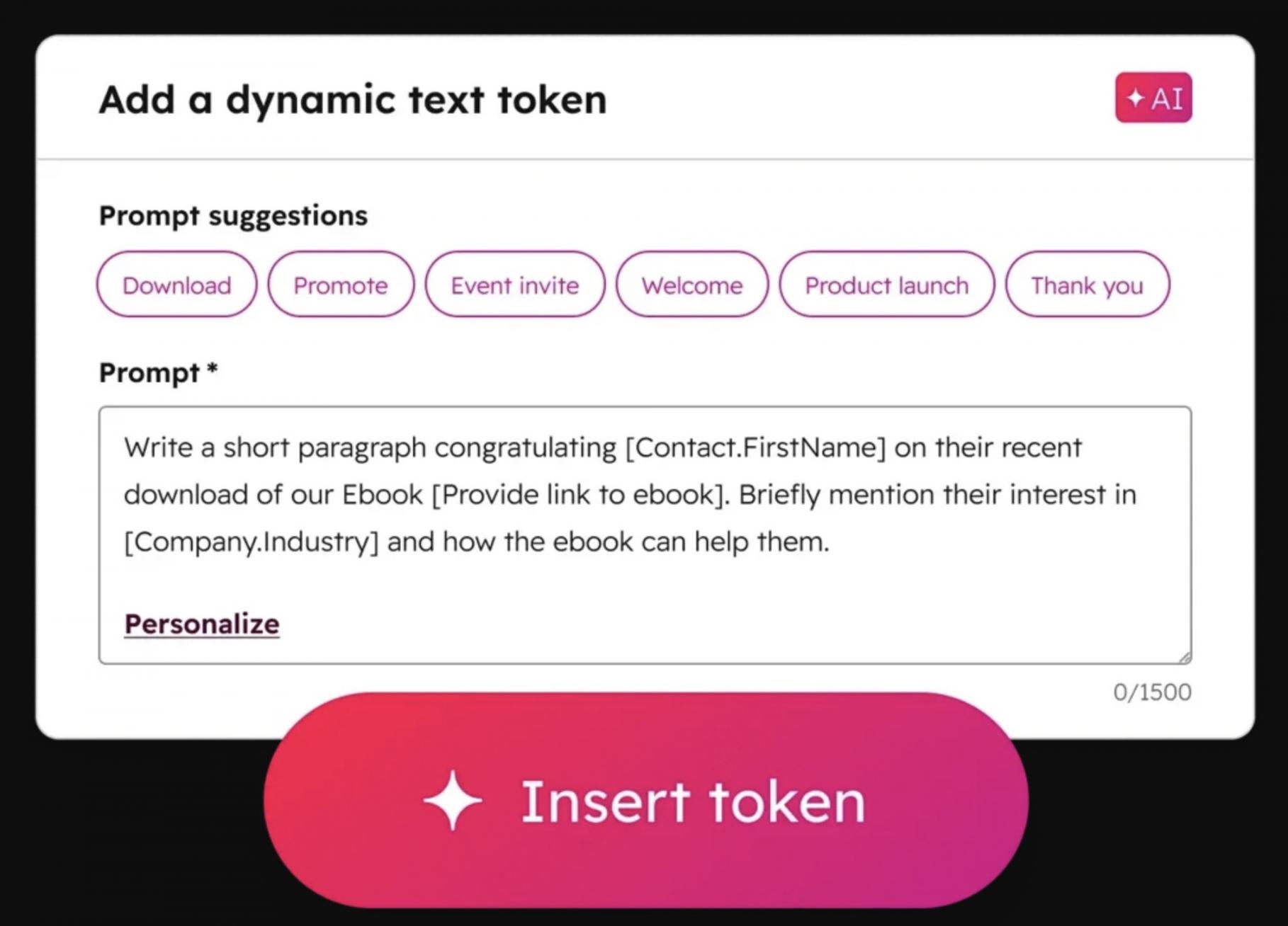 HubSpot dynamic content prompt