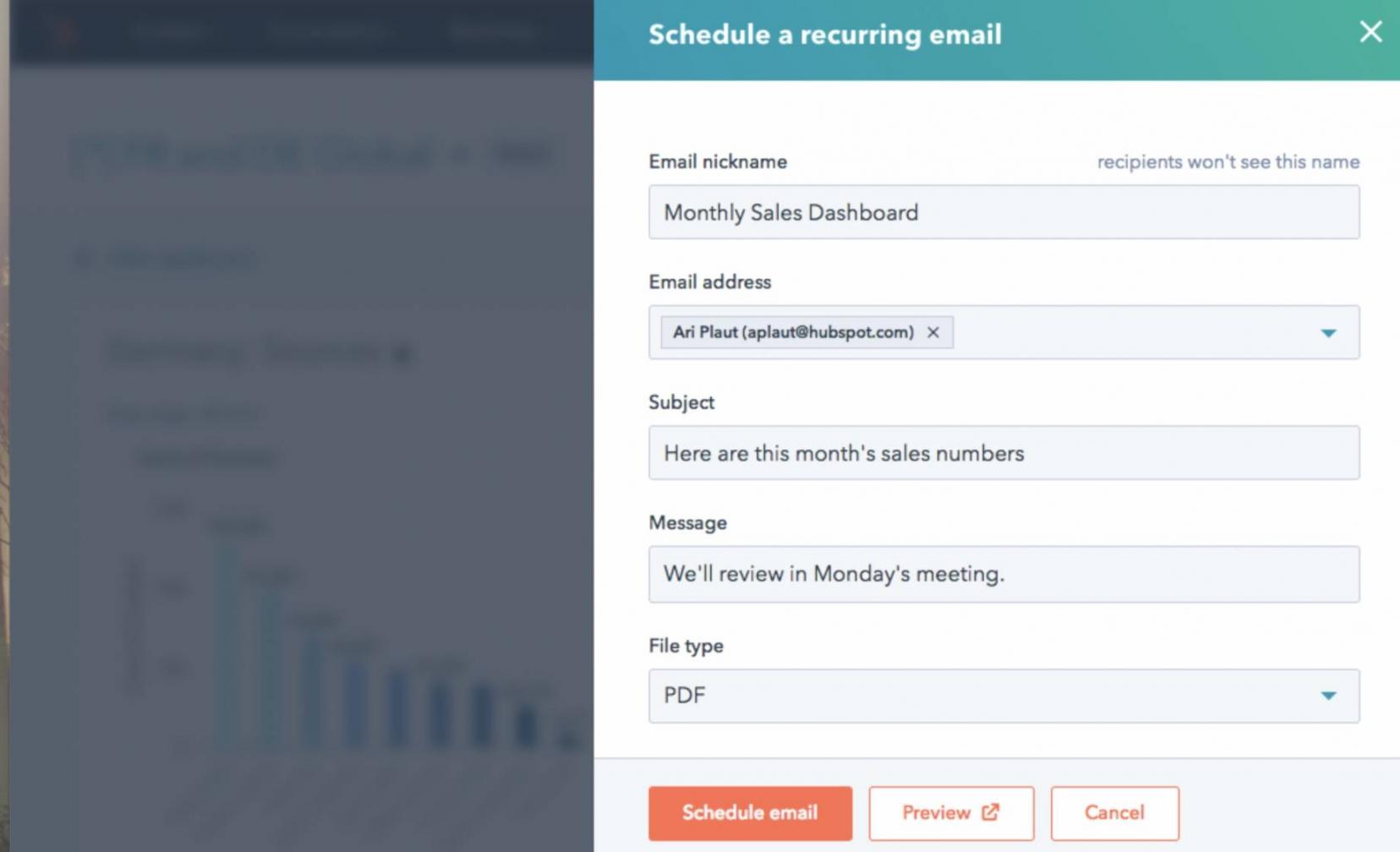 HubSpot recurring reports
