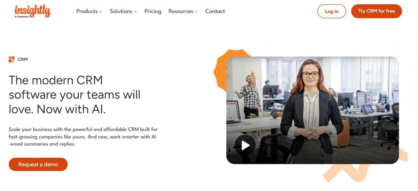Insightly homepage