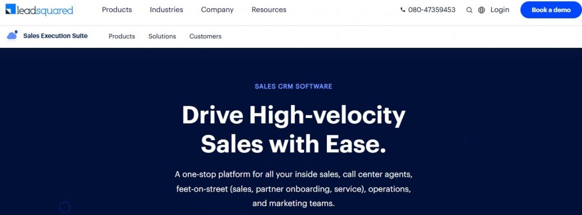 Leadsquared Sales CRM Homepage