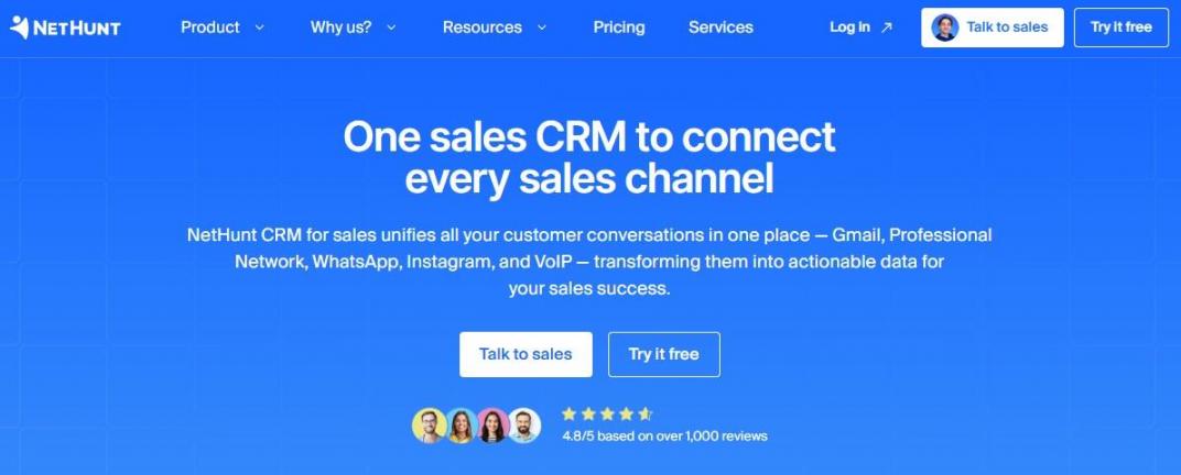 NetHunt CRM homepage