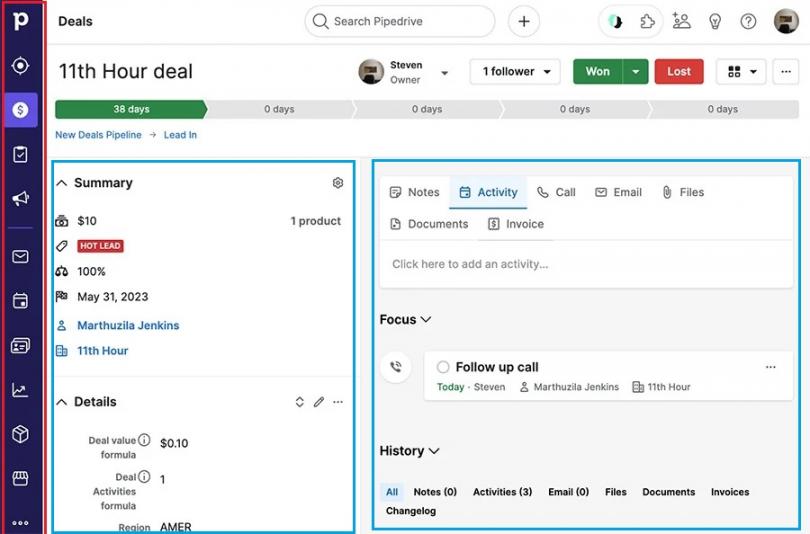 Pipedrive deal view