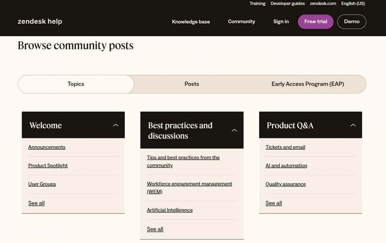 Zendesk community