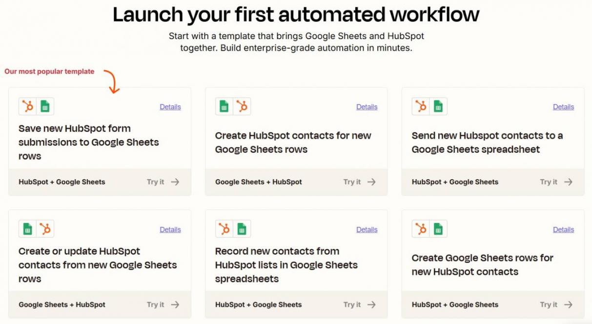 HubSpot Google Sheets workflow