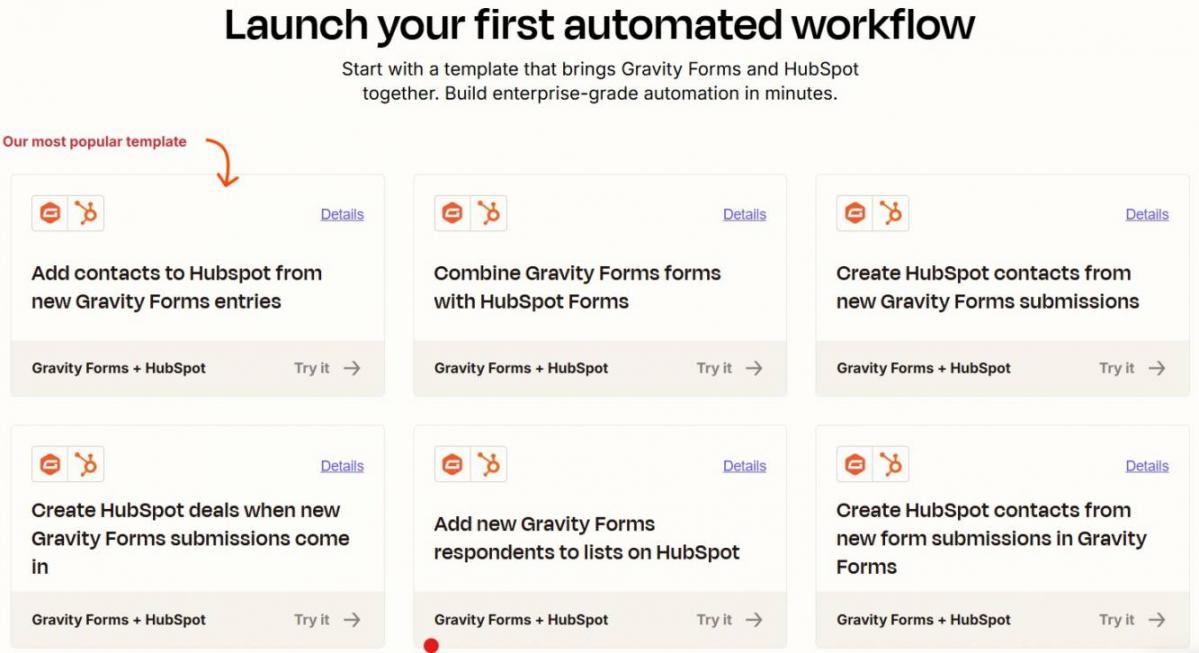 HubSpot Gravity Forms workflow