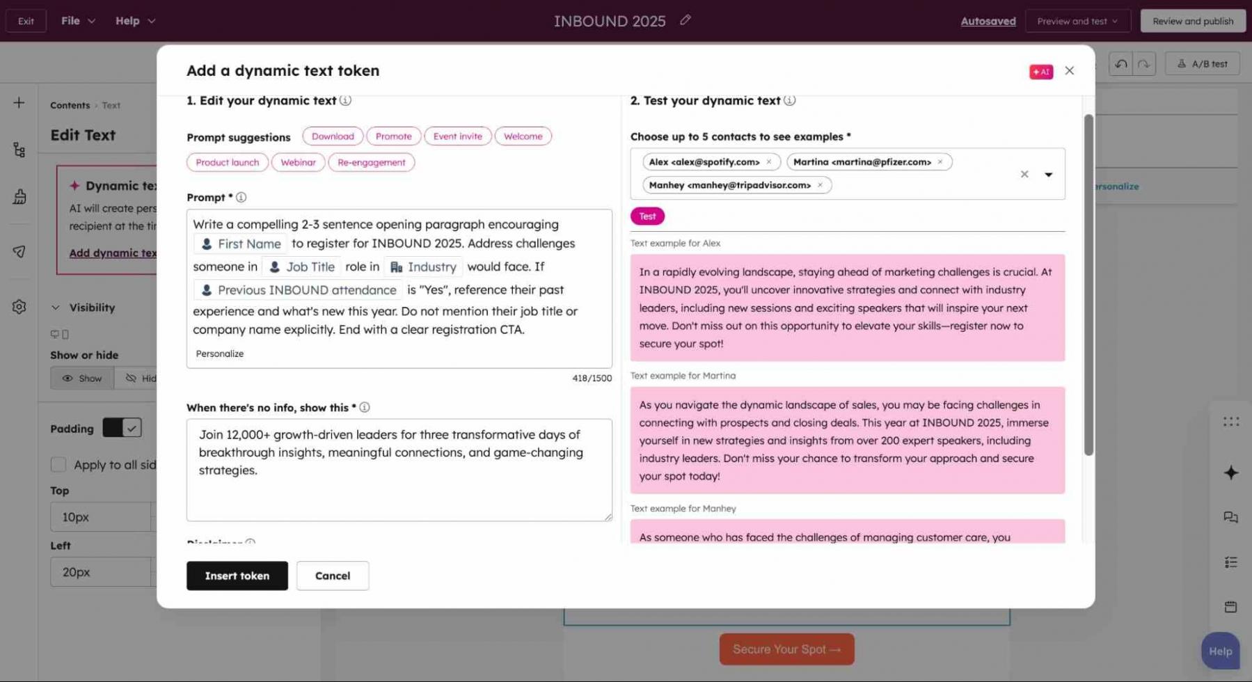 HubSpot dynamic content