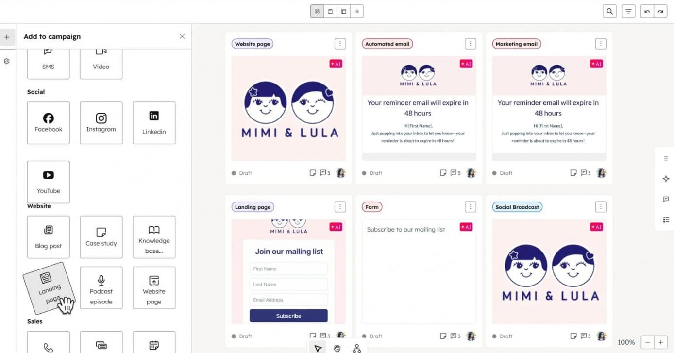 HubSpot marketing dashboard