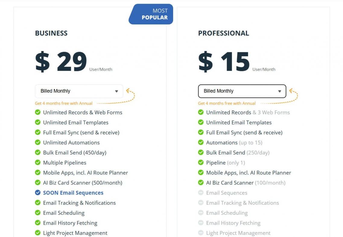 OnePageCRM Pricing