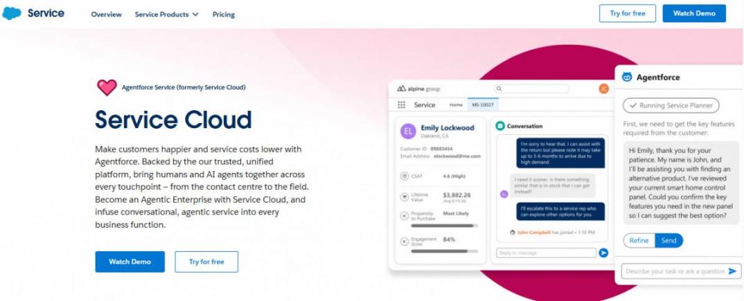 Salesforce Agentforce Service Page