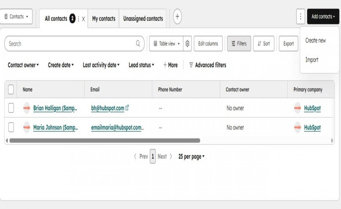 Adding Contacts Using HubSpot