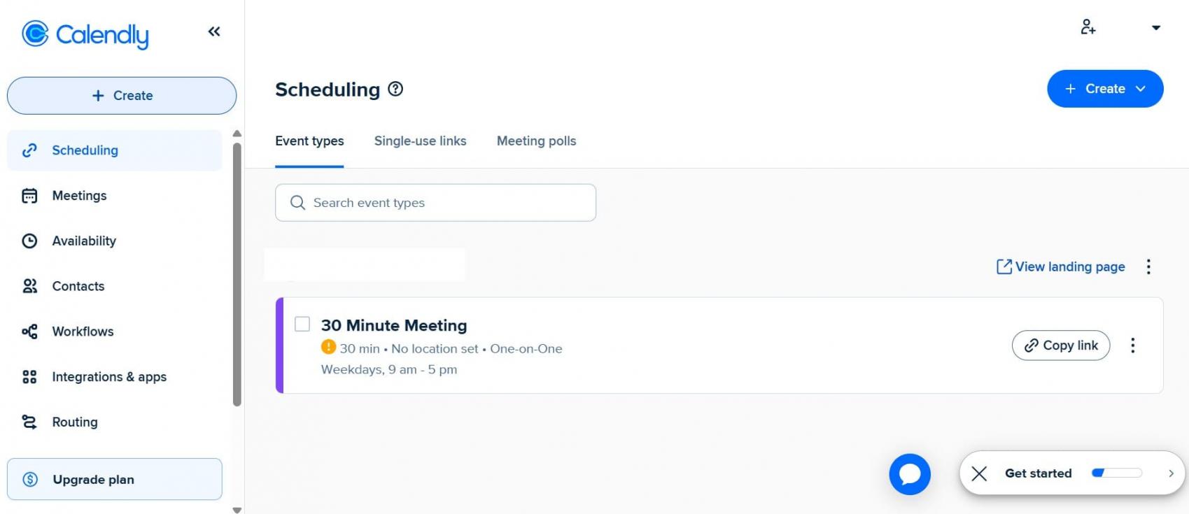 Calendly dashboard