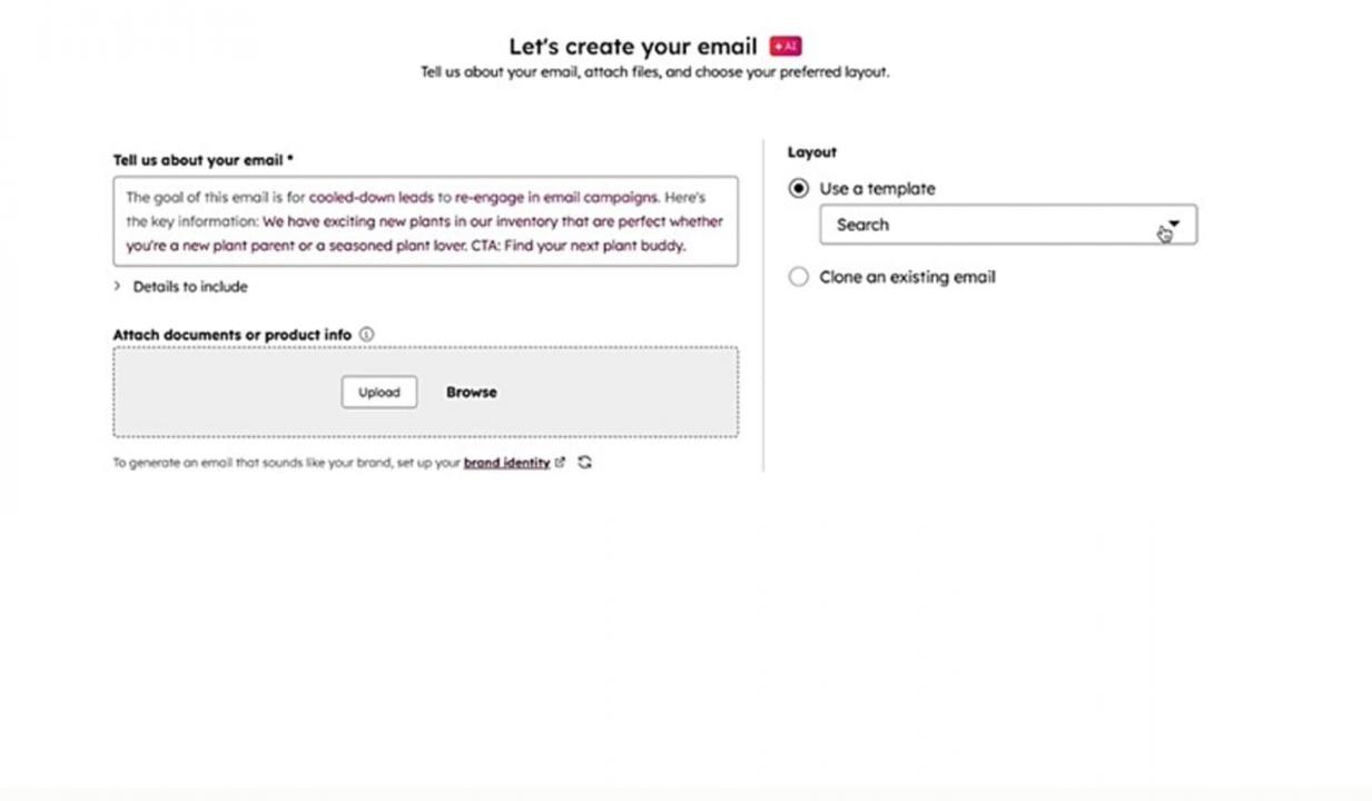 HubSpot AI email builder