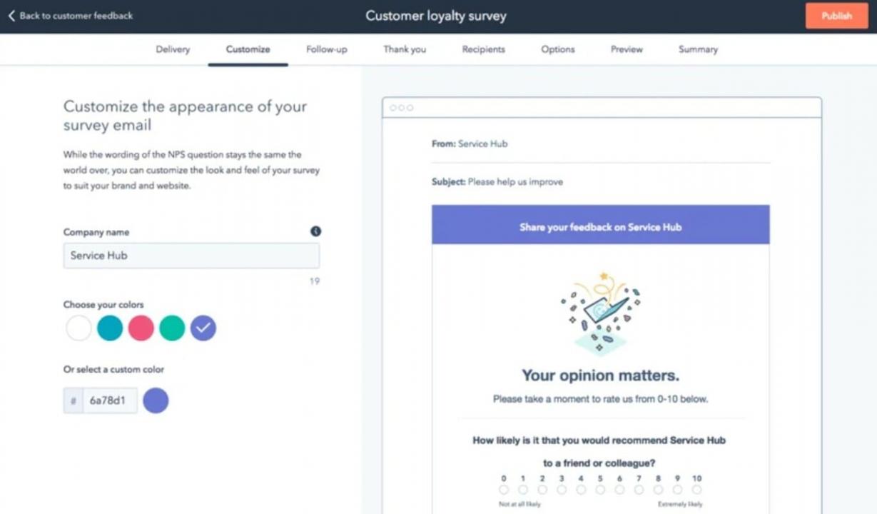 HubSpot feedback survey