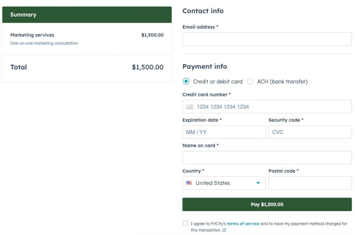 HubSpot payment