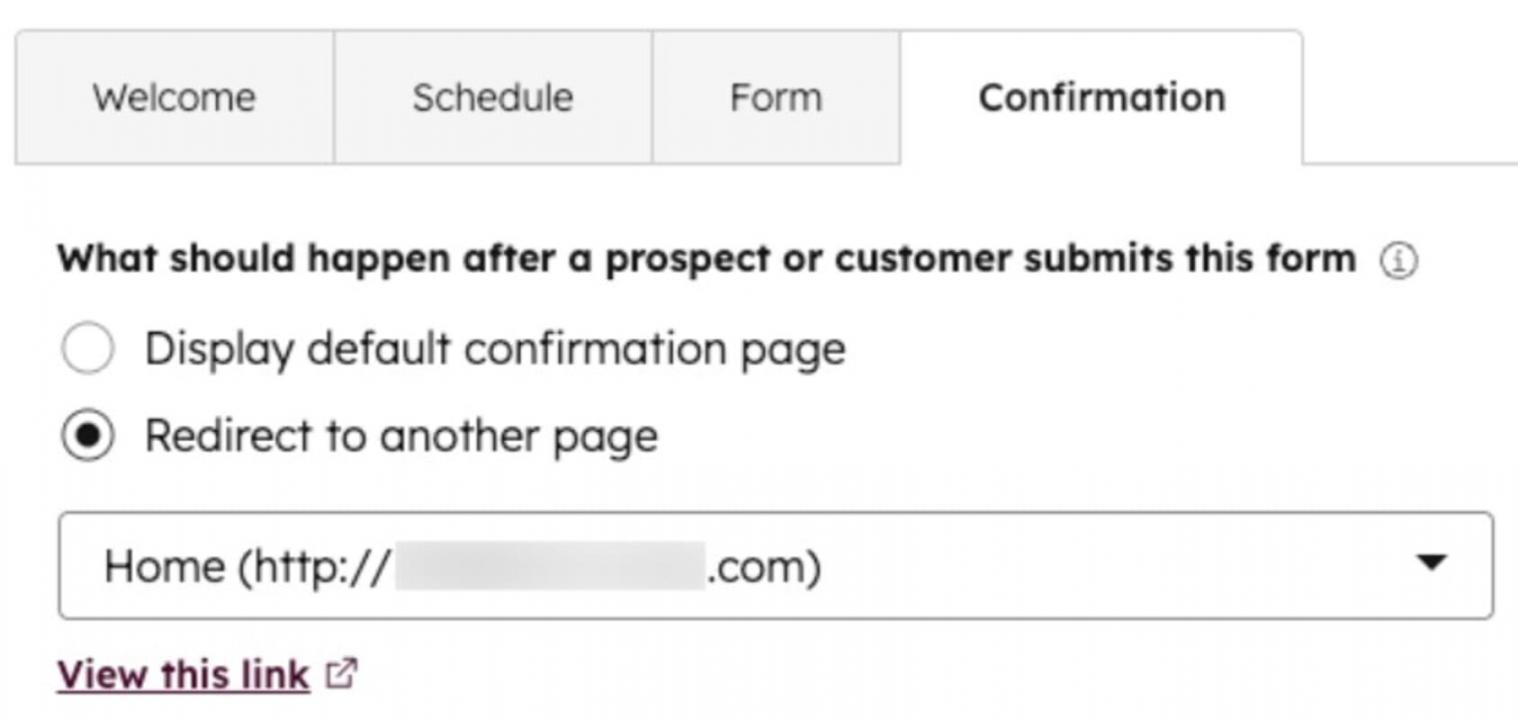 HubSpot redirect