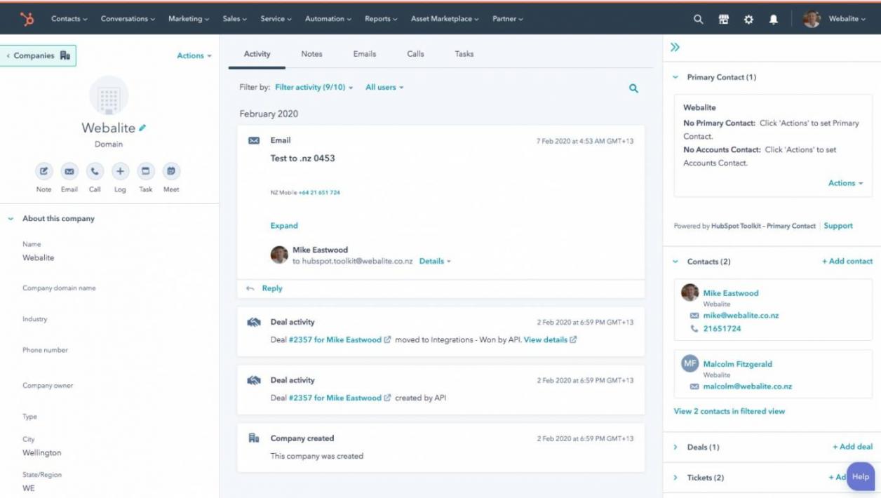 HubSpot user interface