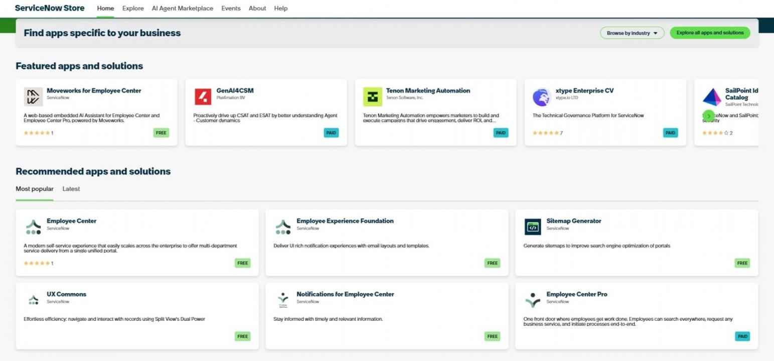 ServiceNow store