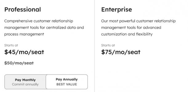 HubSpot CRM pricing