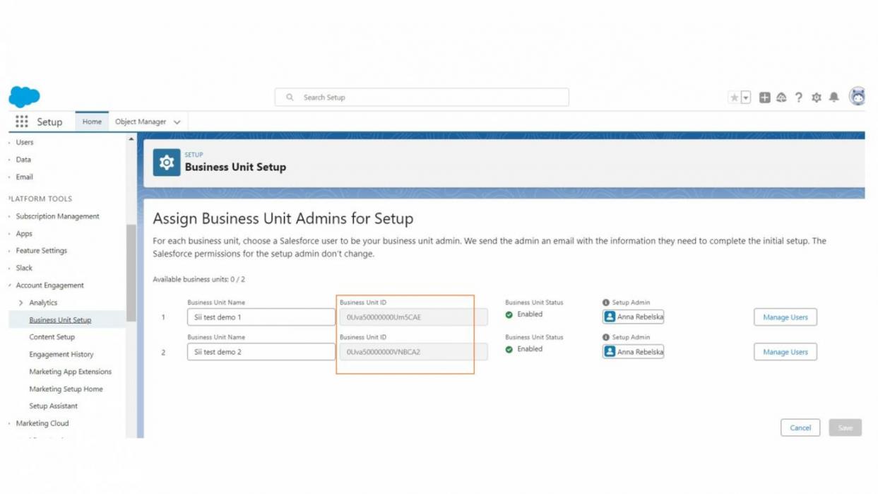 Pardot business units
