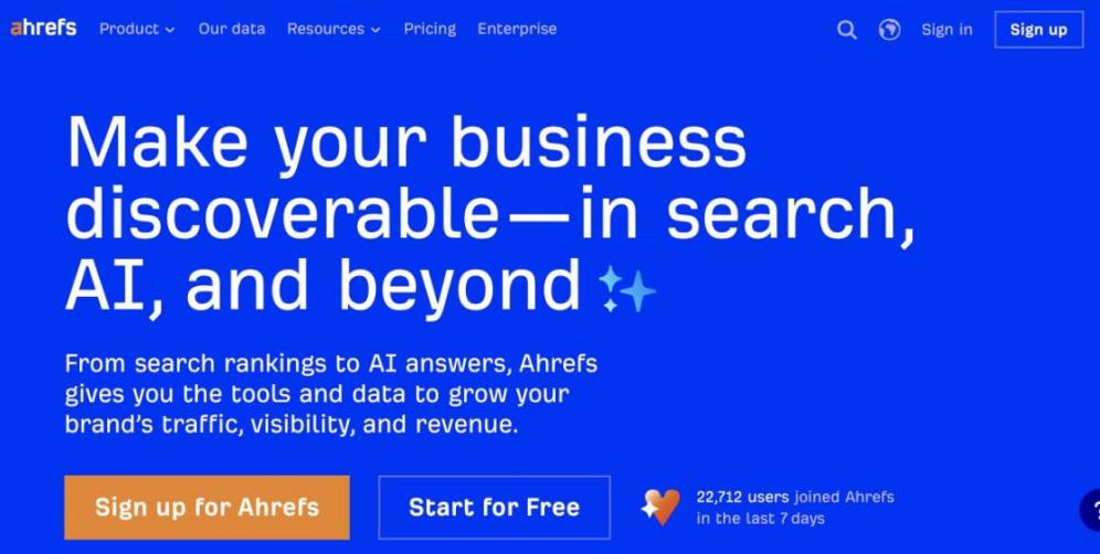Ahrefs homepage