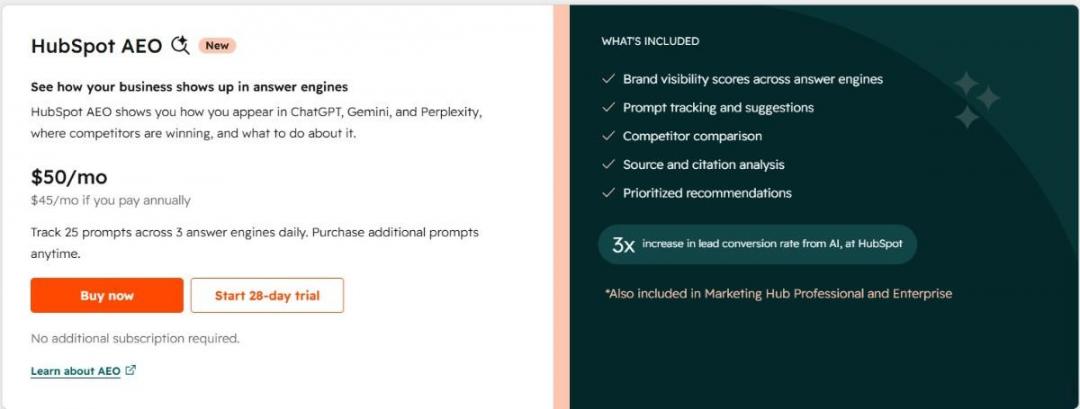 HubSpotAEO pricing