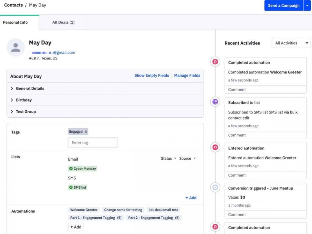 ActiveCampaign Contact Record