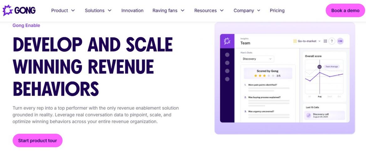 Gong Sales Enablement Page