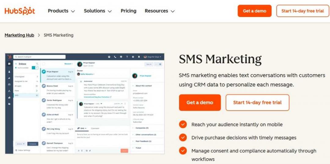 HubSpot SMS marketing