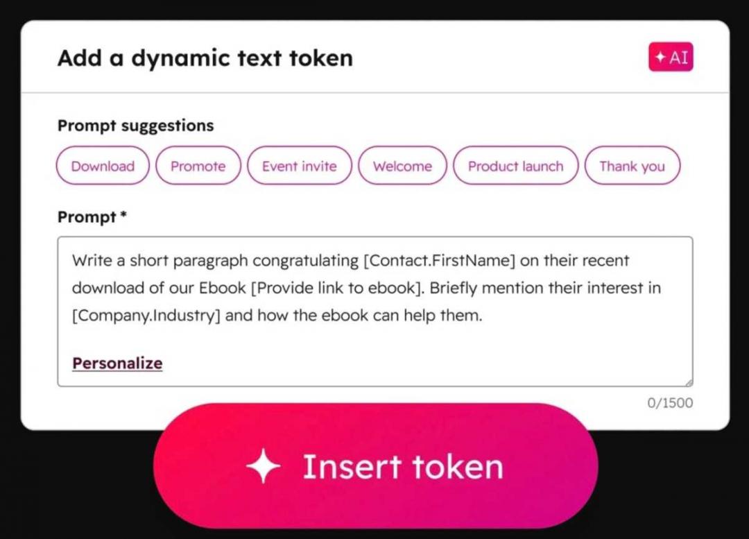 HubSpot dynamic content prompt