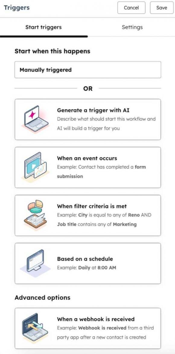 HubSpot event triggers