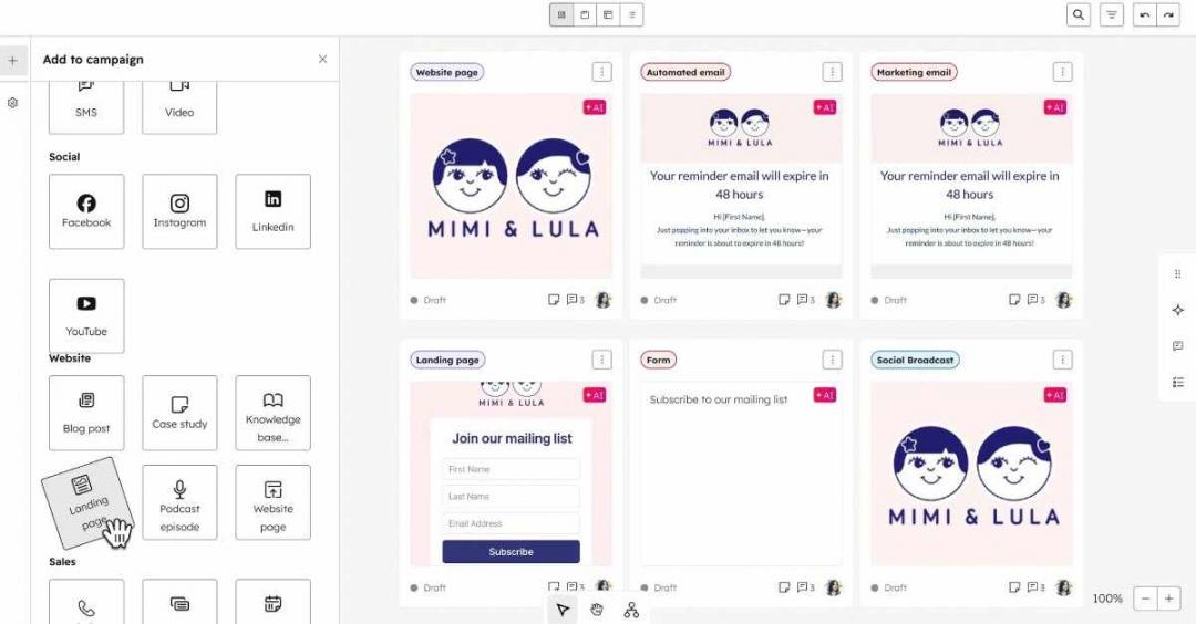 HubSpot marketing dashboard