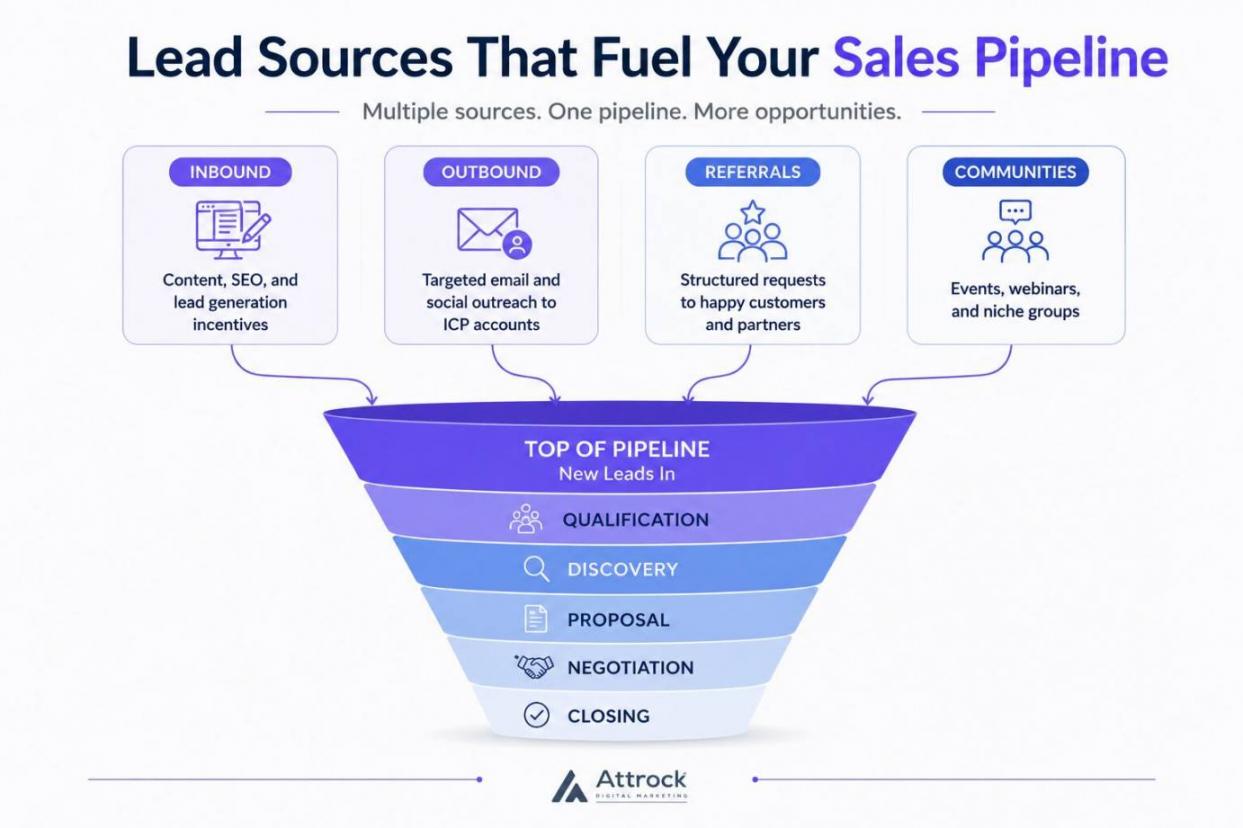 Lead Sources Feeding Into a Sales Pipeline