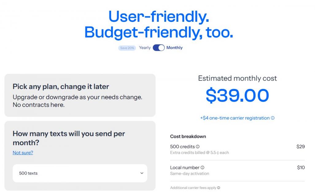 SimpleTexting pricing