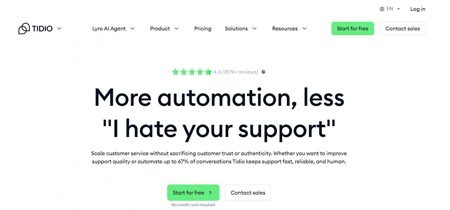 tidio homepage