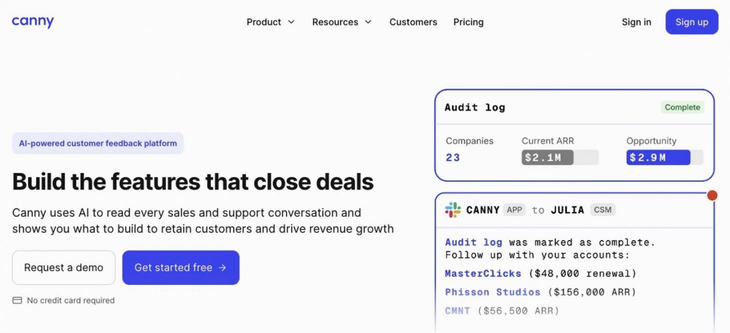 Canny homepage