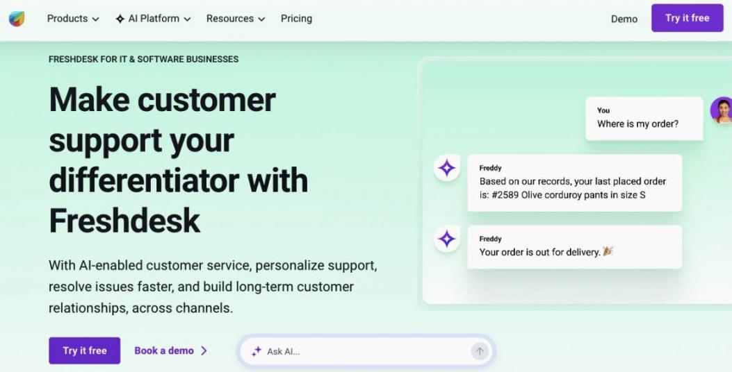 Freshdesk Home page