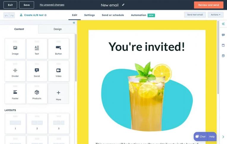 HubSpot email builder