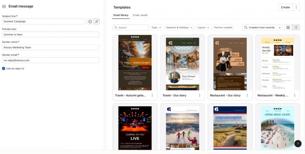 Klaviyo email builder