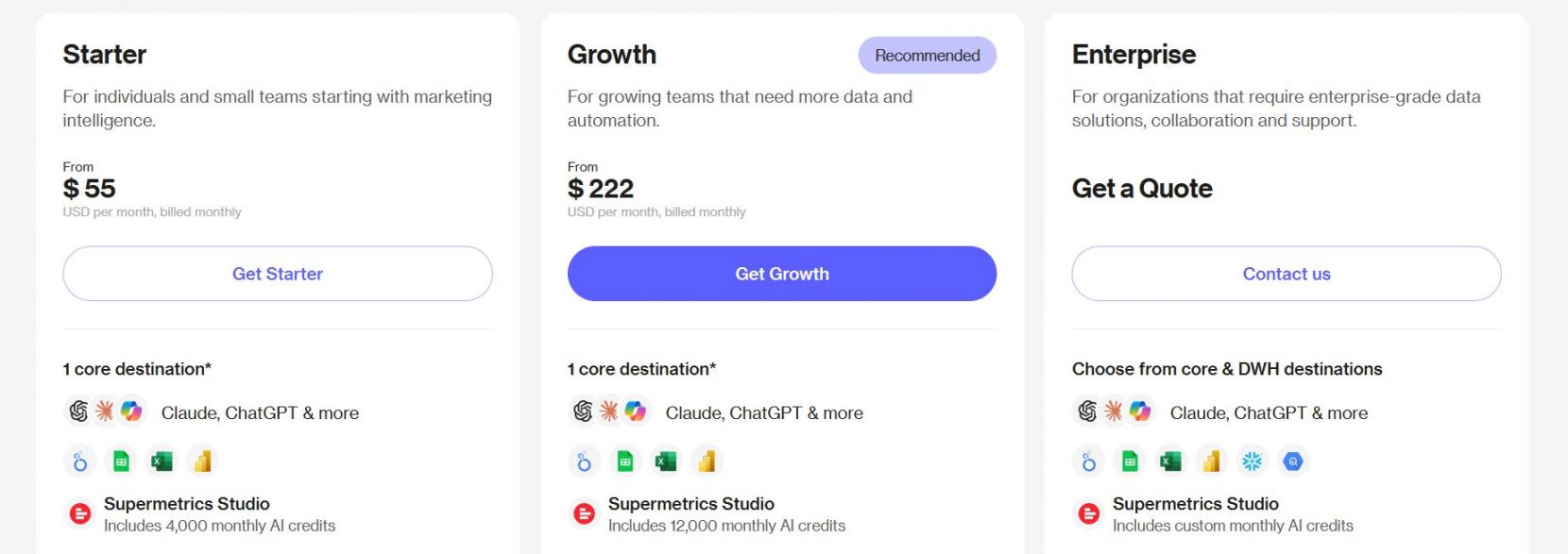 Supermetrics pricing