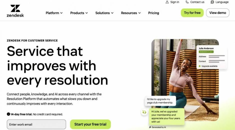 Zendesk home page