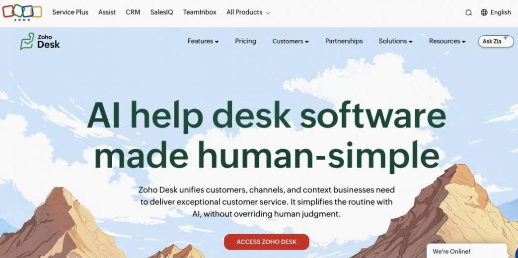 Zoho Desk Home page