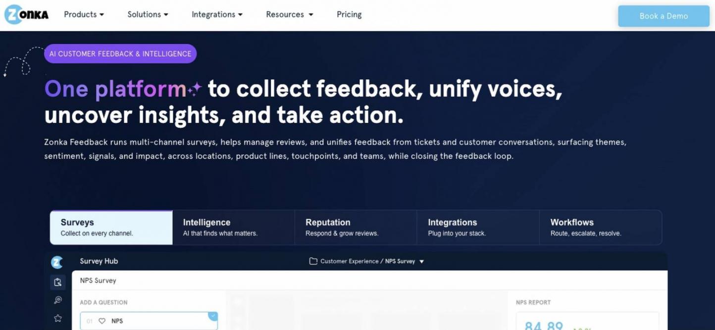Zonka Feedback homepage