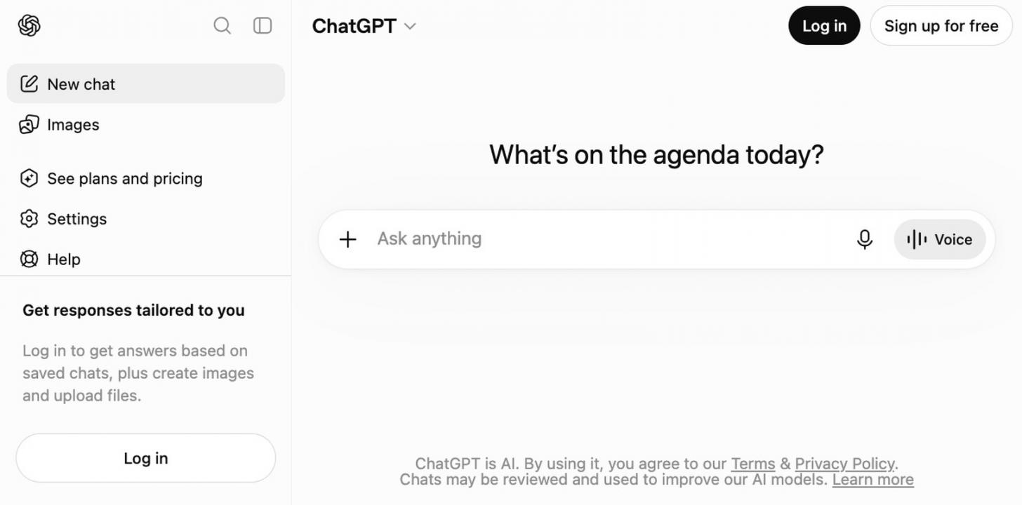 ChatGPT homepage