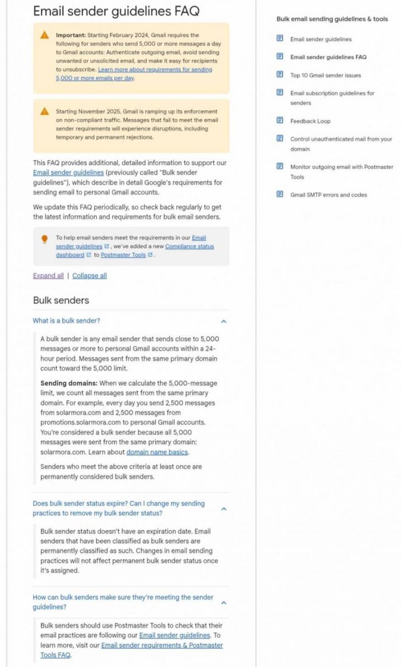 Google Sender Guidelines