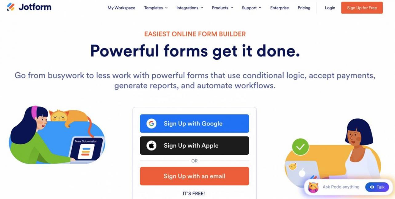 Jotform homepage