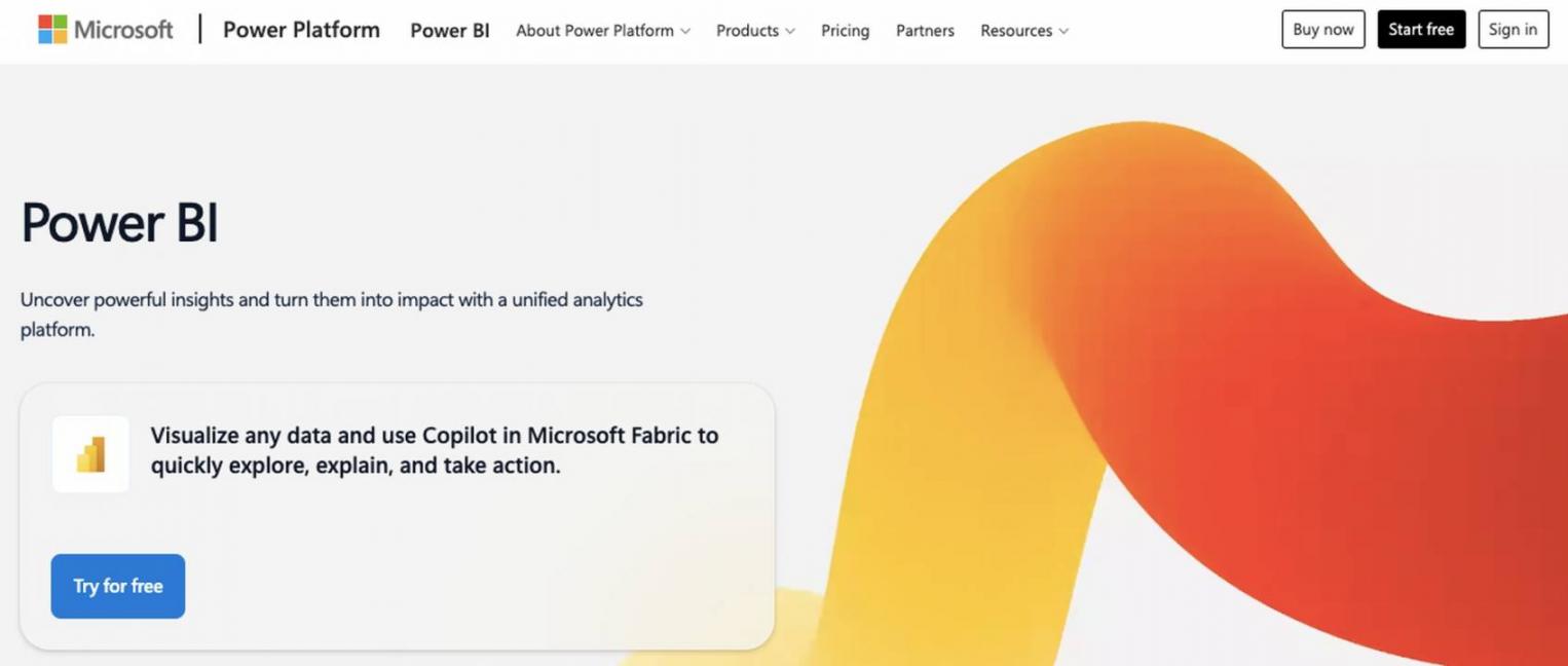 Microsoft Power BI homepage