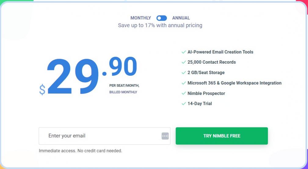 Nimble pricing