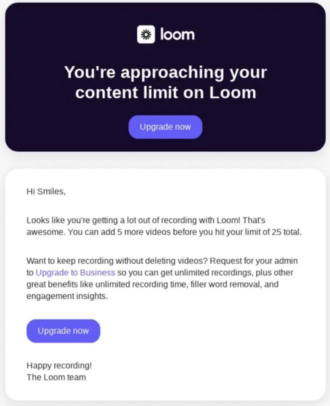 Product usage email