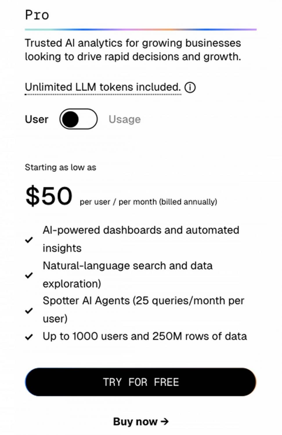 ThoughtSpot Pro pricing